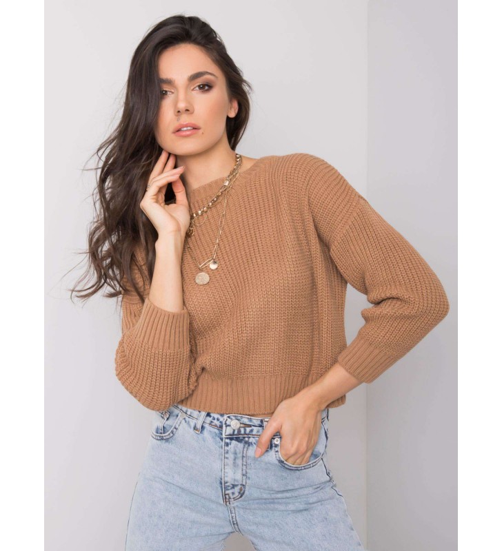 Sweter 258-SW-5057.30P brązowy