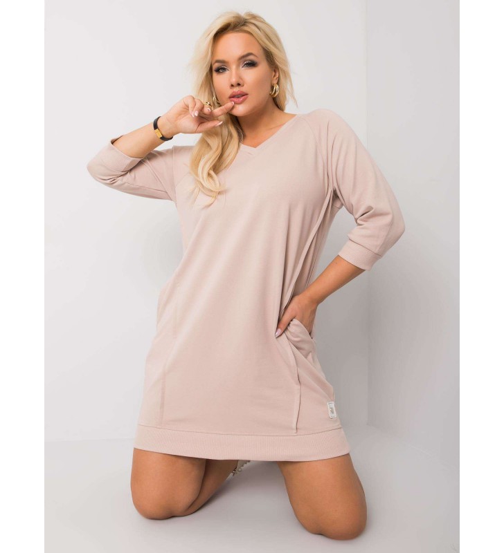 Sukienka plus size RV-SK-6847.59P beżowy