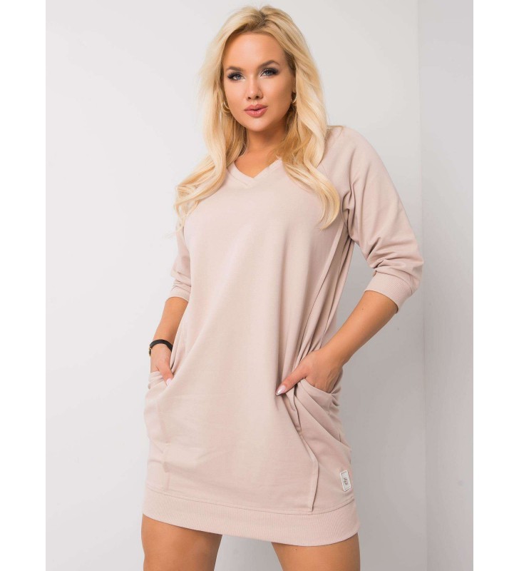 Sukienka plus size RV-SK-6847.59P beżowy