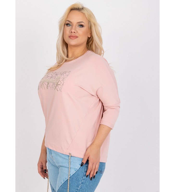 Bluzka plus size RV-BZ-7500.28X jasny różowy