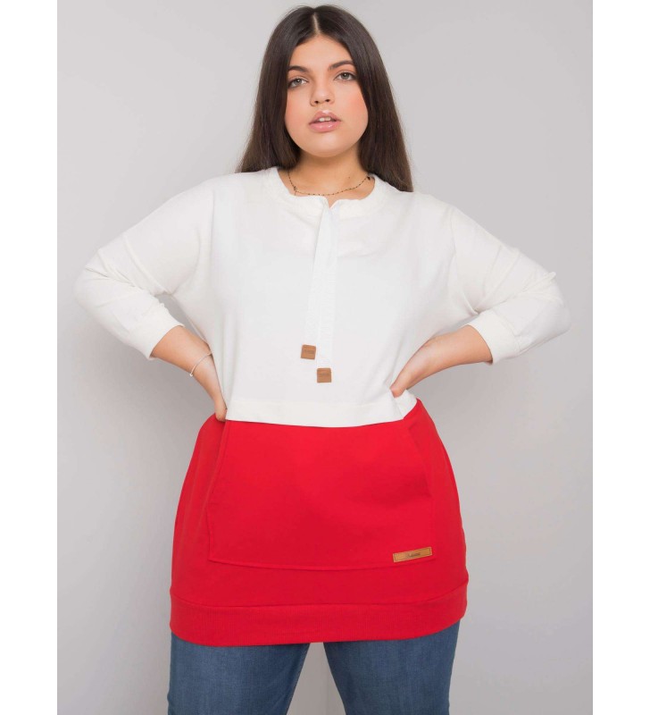 Bluza plus size RV-BL-6845.51P biało-czerwony