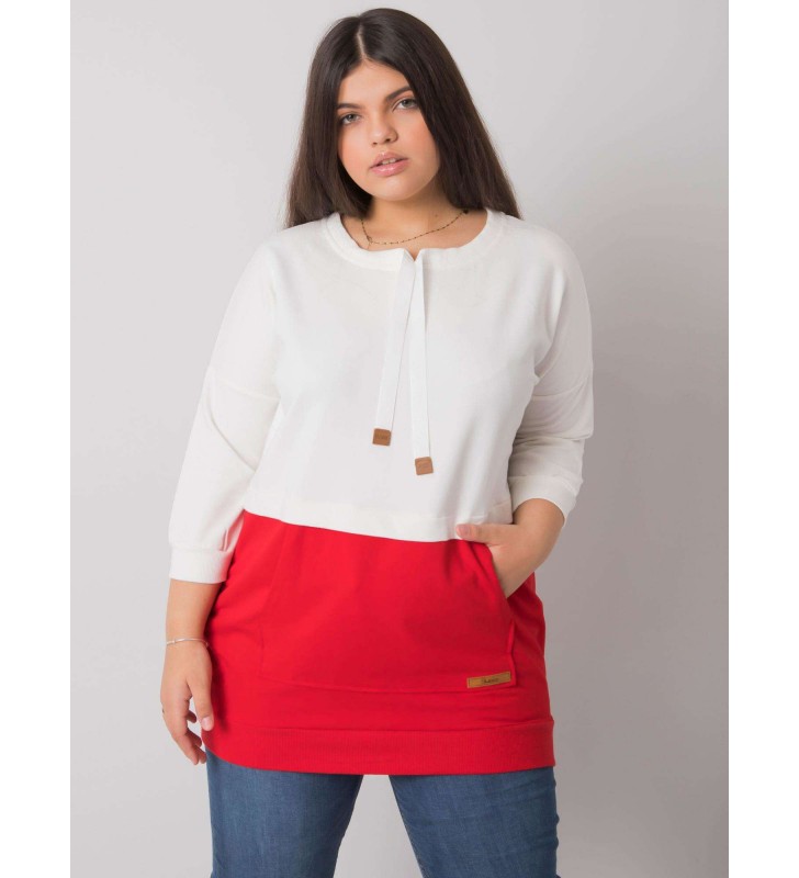 Bluza plus size RV-BL-6845.51P biało-czerwony