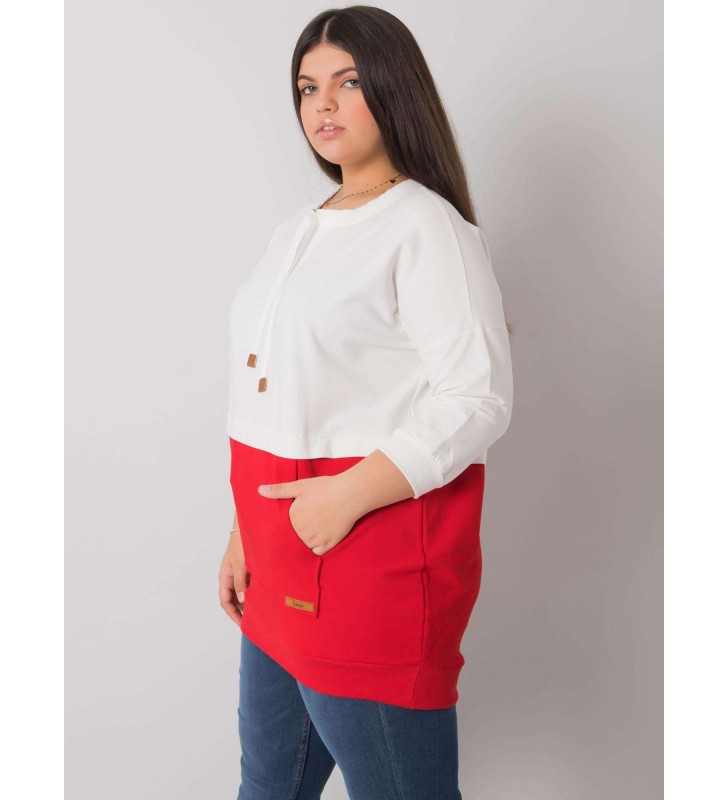 Bluza plus size RV-BL-6845.51P biało-czerwony