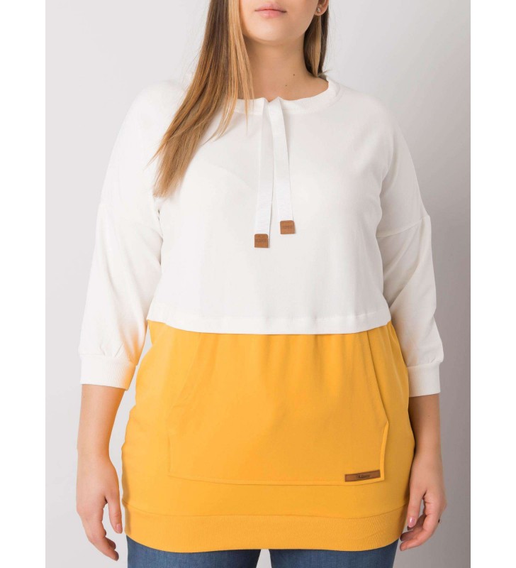 Bluza plus size RV-BL-6845.51P biało-żółty