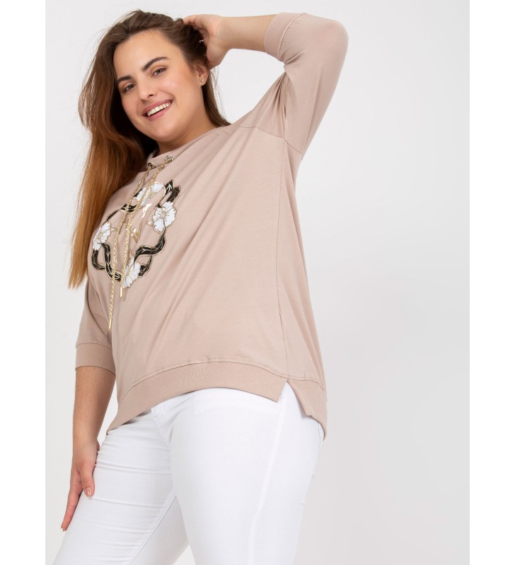 Bluzka plus size RV-BZ-7587.27P beżowy