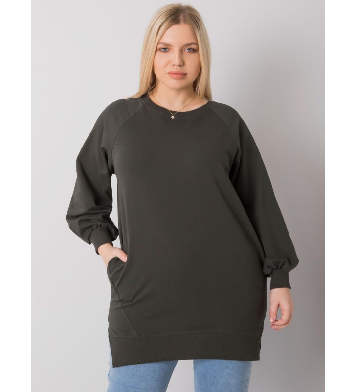 Bluzka plus size RV-BZ-7227.95 ciemny khaki