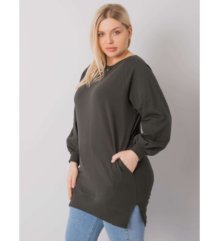 Bluzka plus size RV-BZ-7227.95 ciemny khaki