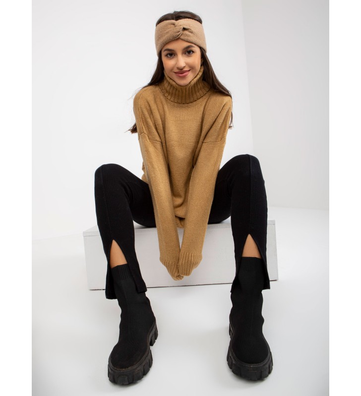 Sweter z golfem LC-SW-0331.89P camelowy