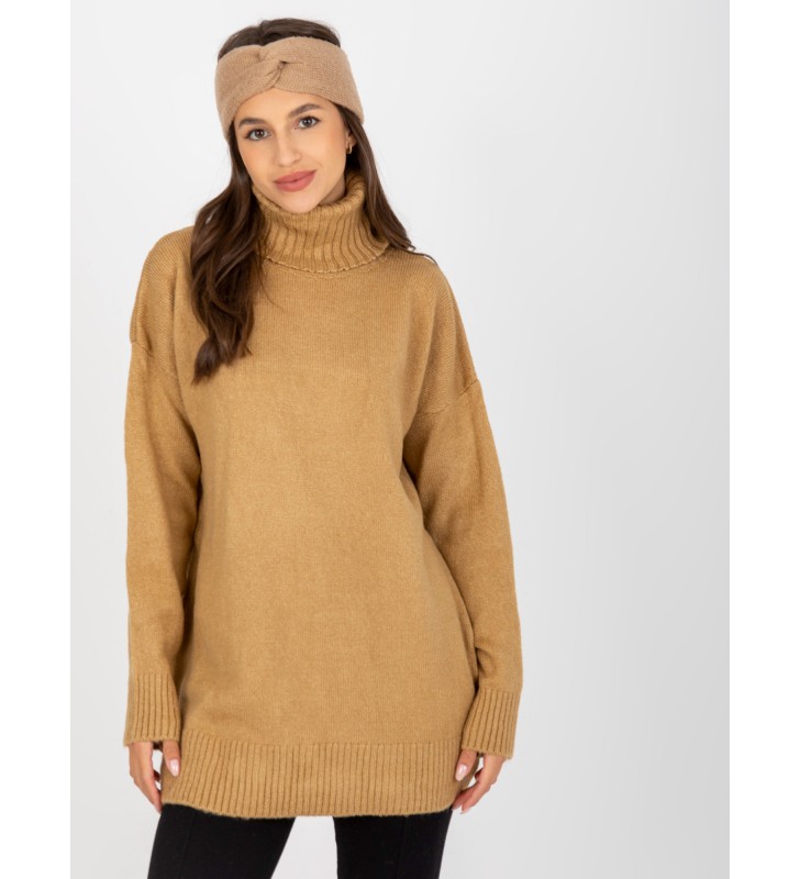 Sweter z golfem LC-SW-0331.89P camelowy