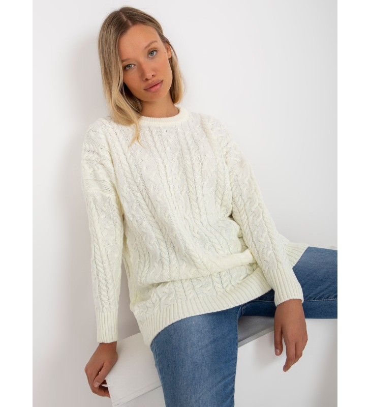 Sweter z warkoczami LC-SW-8010.22P ecru