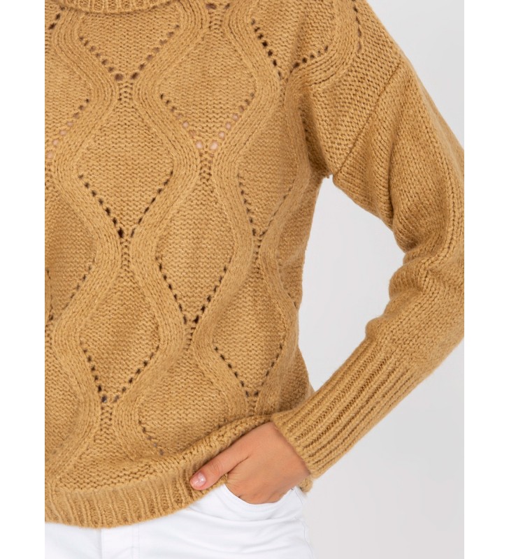 Sweter z golfem LC-SW-3019.05P camelowy