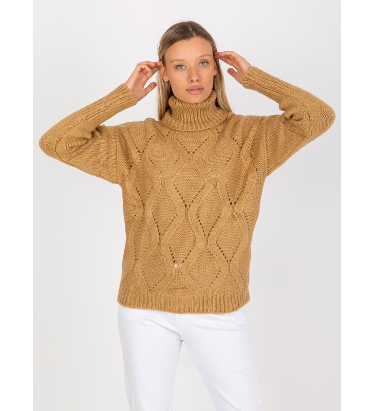 Sweter z golfem LC-SW-3019.05P camelowy