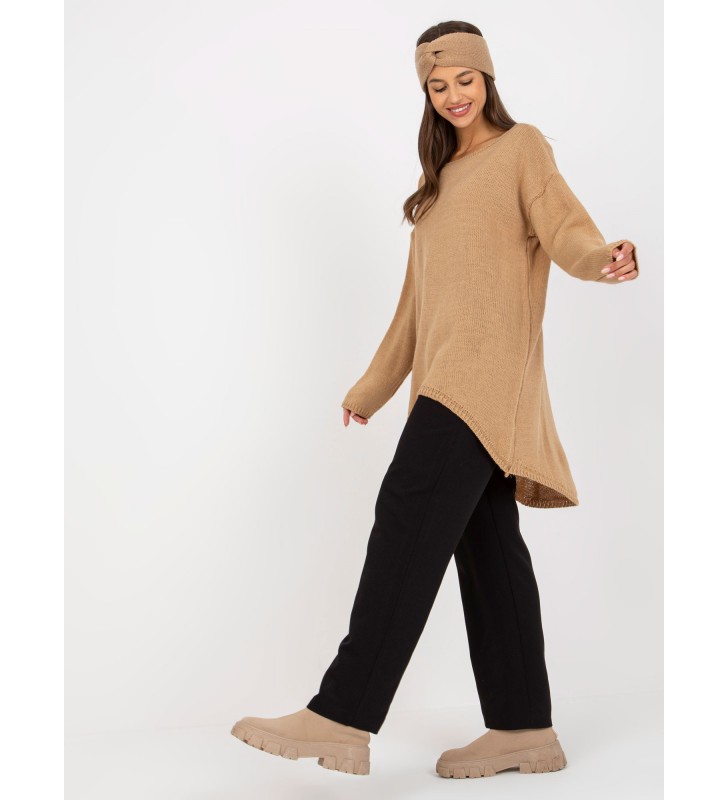 Sweter oversize TW-SW-BI-1222.13X camelowy