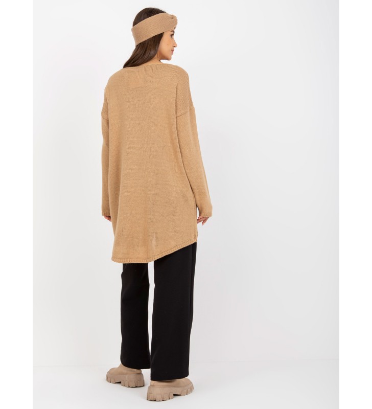 Sweter oversize TW-SW-BI-1222.13X camelowy