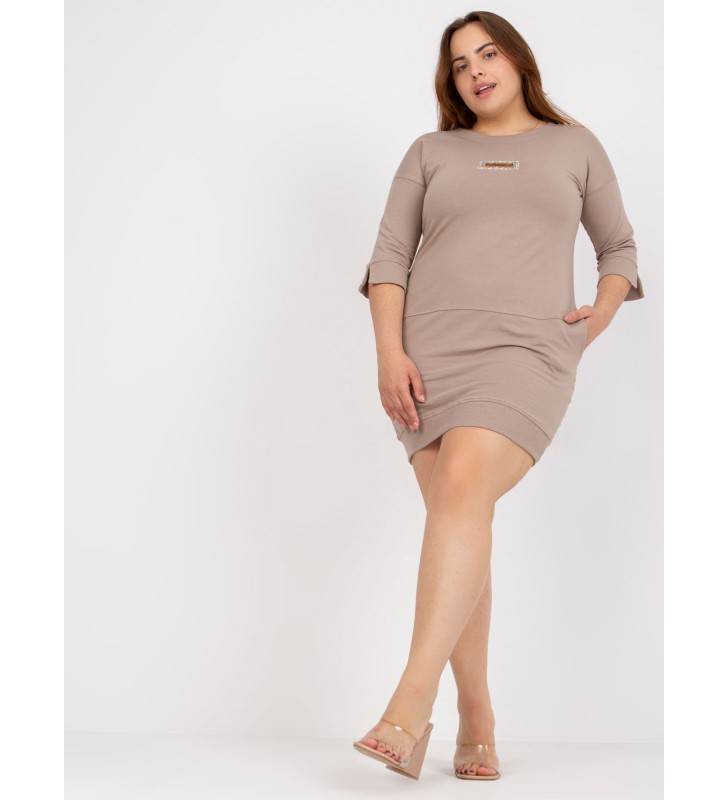 Sukienka plus size RV-SK-7612.75P ciemny bezowy