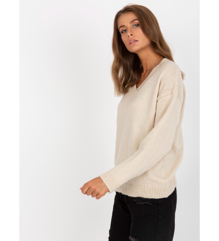 Sweter klasyczny LC-SW-0332.17 beżowy