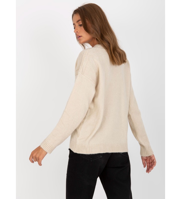 Sweter klasyczny LC-SW-0332.17 beżowy