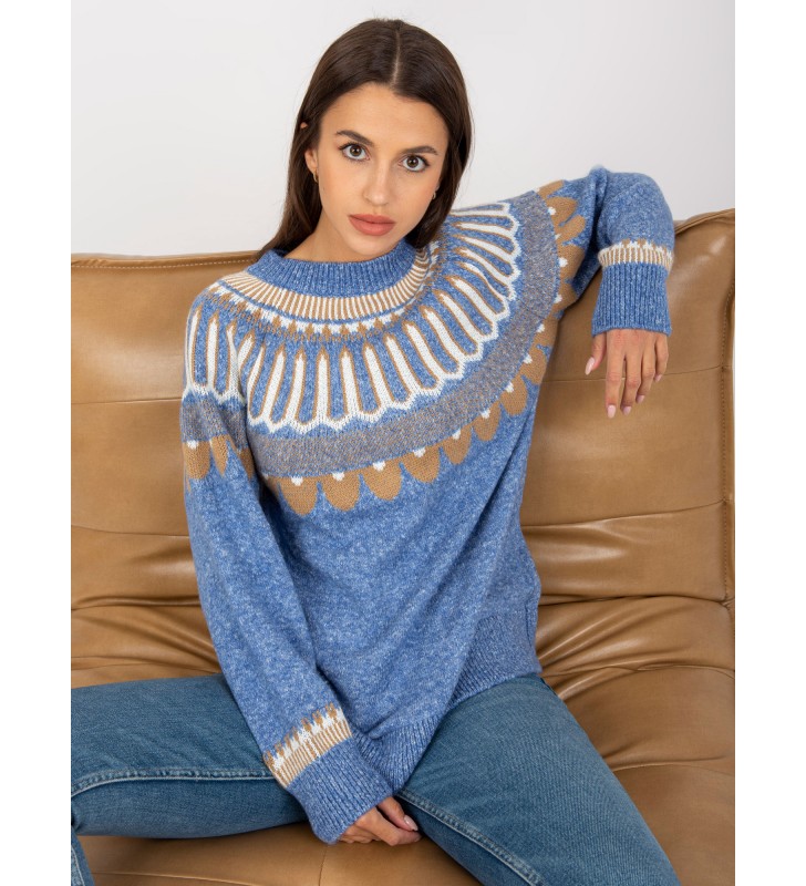 Sweter klasyczny LC-SW-0342.06X niebieski