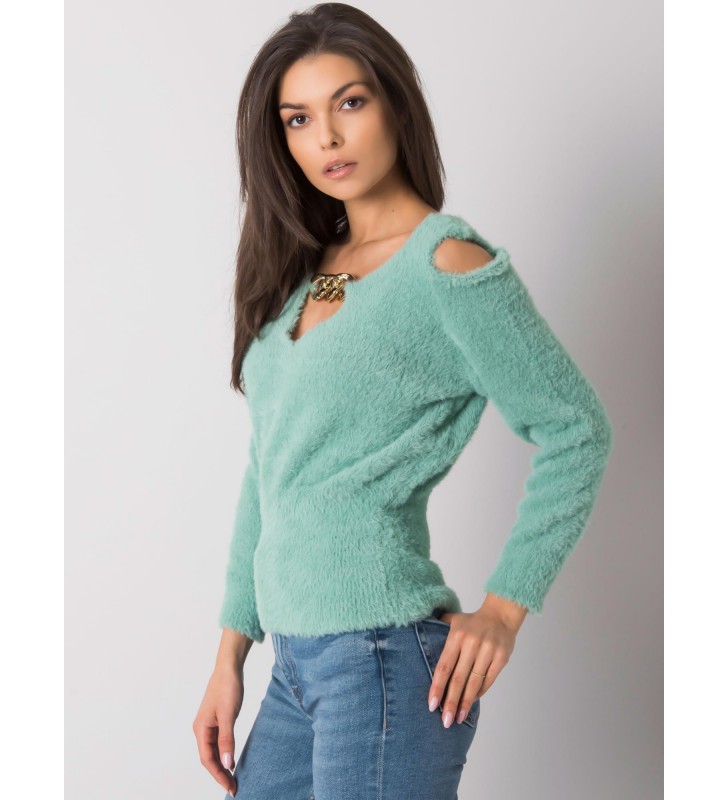 Sweter z odkrytymi ramionami LC-SW-7033.27X mietowy