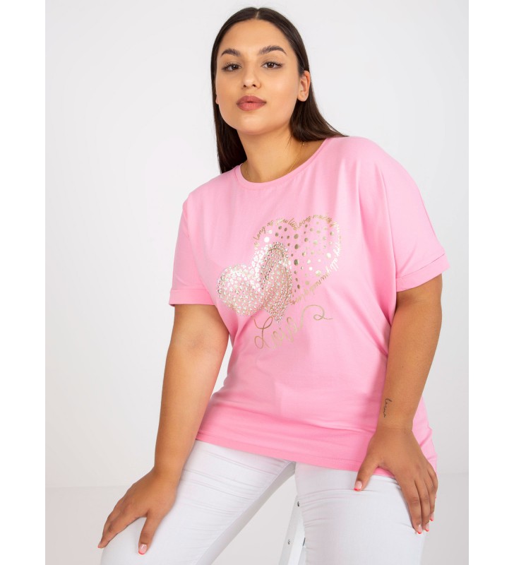 T-shirt plus size RV-TS-7660.88P różowy