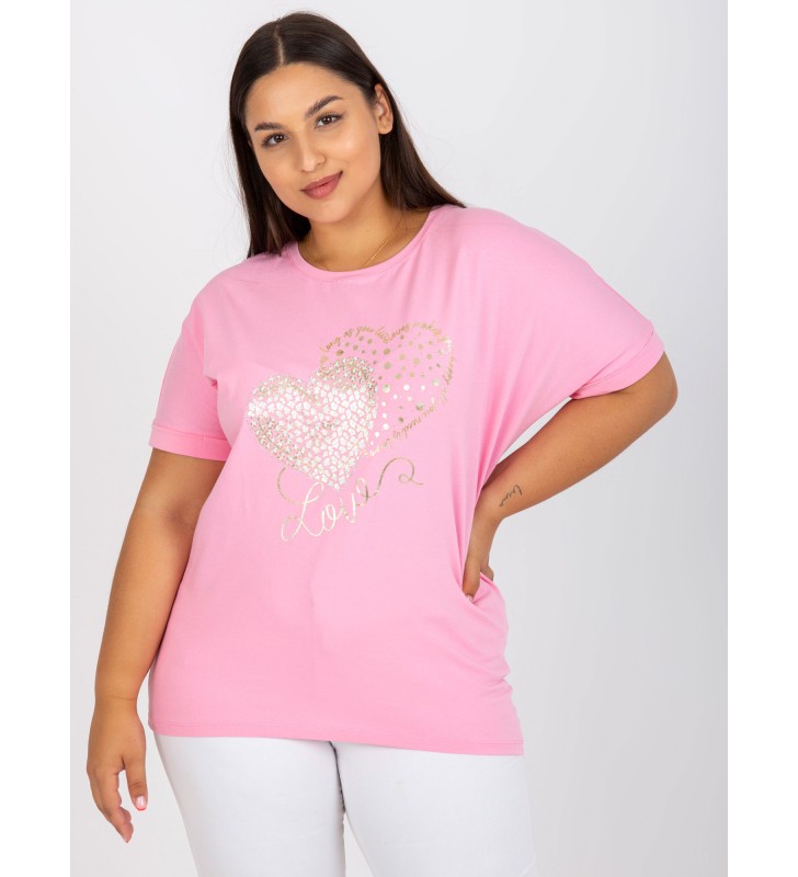 T-shirt plus size RV-TS-7660.88P różowy