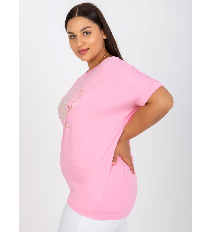 T-shirt plus size RV-TS-7660.88P różowy