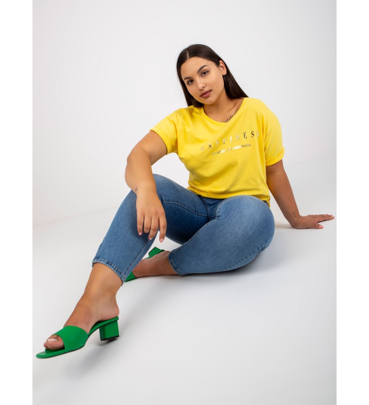 T-shirt plus size RV-TS-7776.02P żółty