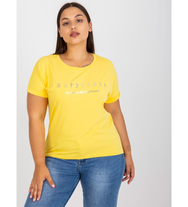 T-shirt plus size RV-TS-7776.02P żółty