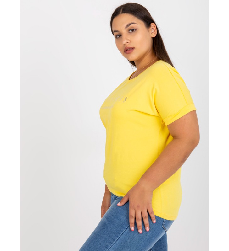 T-shirt plus size RV-TS-7776.02P żółty