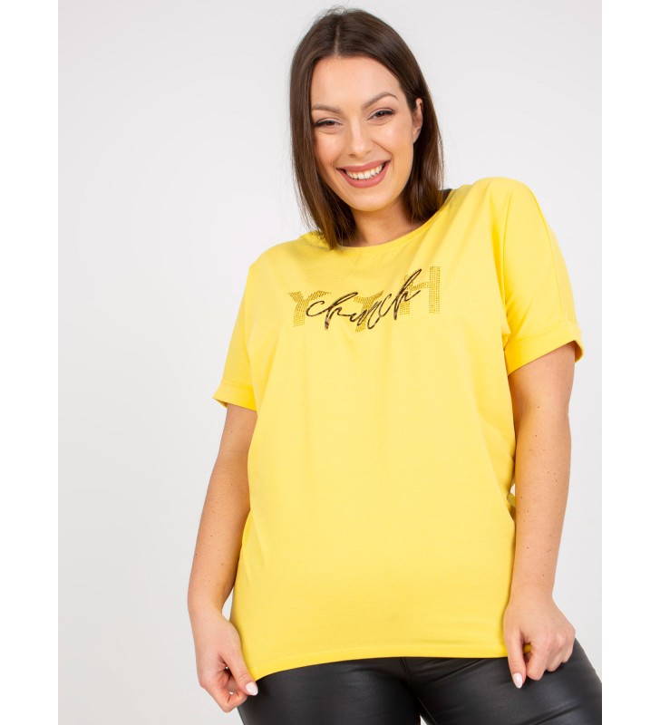 T-shirt plus size RV-TS-7919.01X żółty