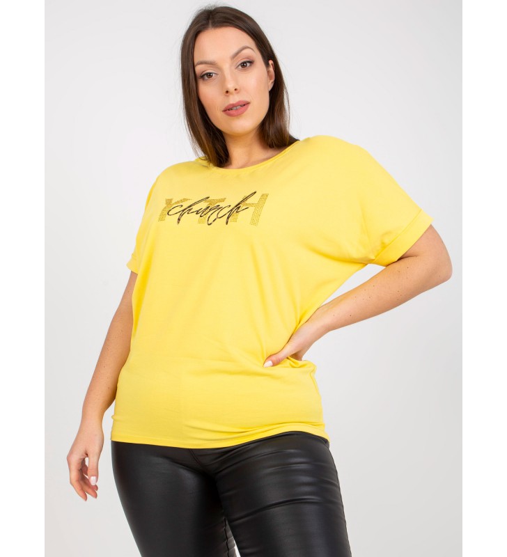 T-shirt plus size RV-TS-7919.01X żółty