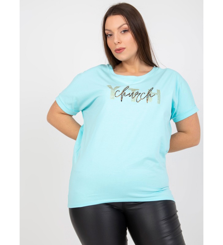 T-shirt plus size RV-TS-7919.01X mietowy