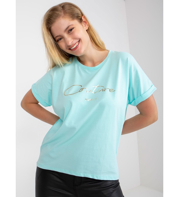 T-shirt plus size RV-TS-7775.66P mietowy