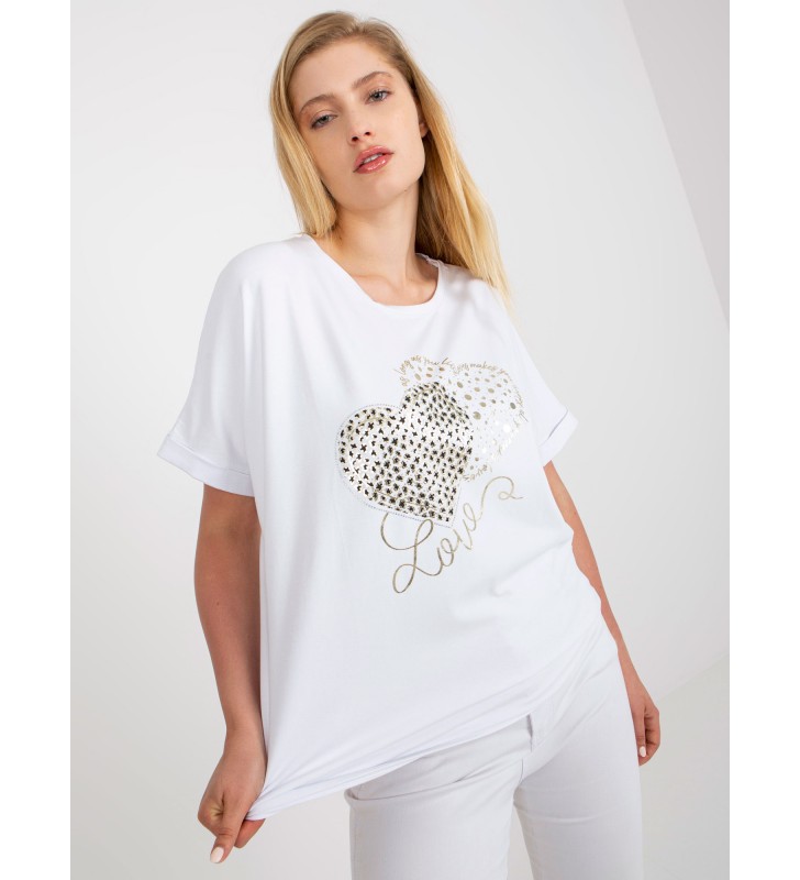 T-shirt plus size RV-TS-7660.88P biały