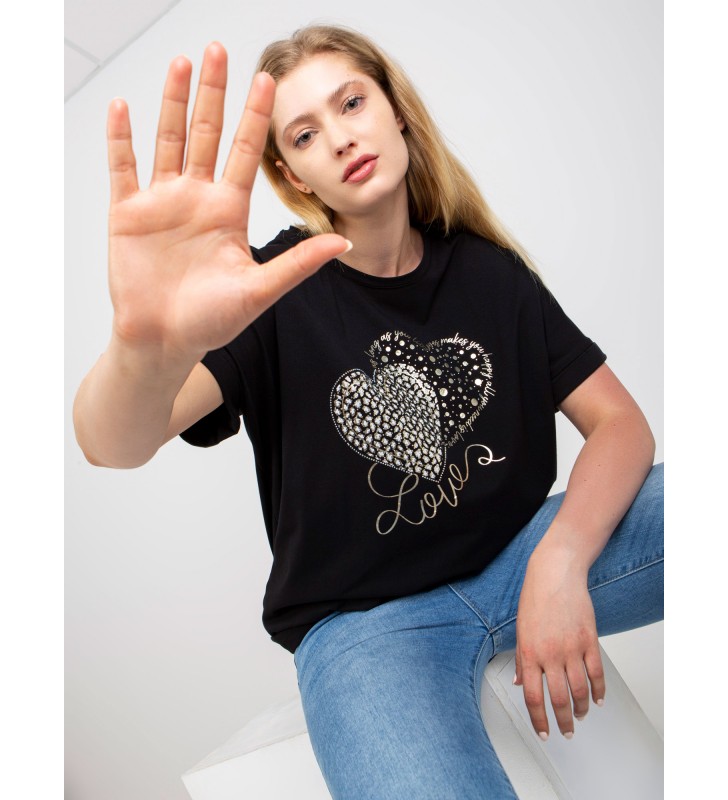 T-shirt plus size RV-TS-7660.88P czarny