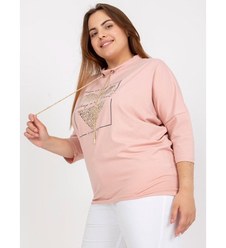 Bluzka plus size RV-BZ-7485.13P jasny różowy