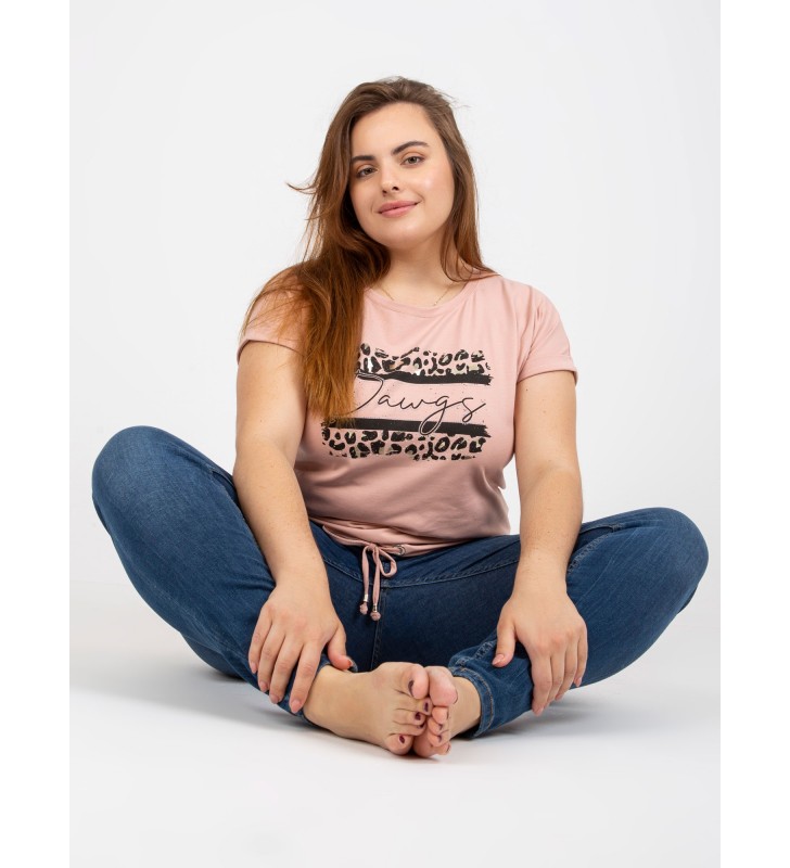 T-shirt plus size RV-TS-7657.68P jasny różowy