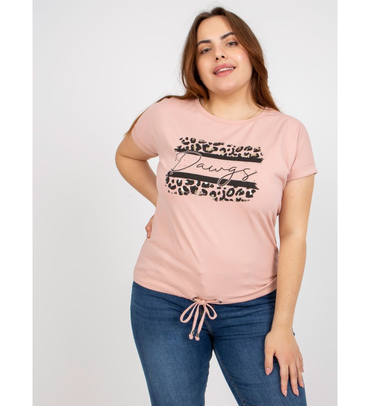 T-shirt plus size RV-TS-7657.68P jasny różowy