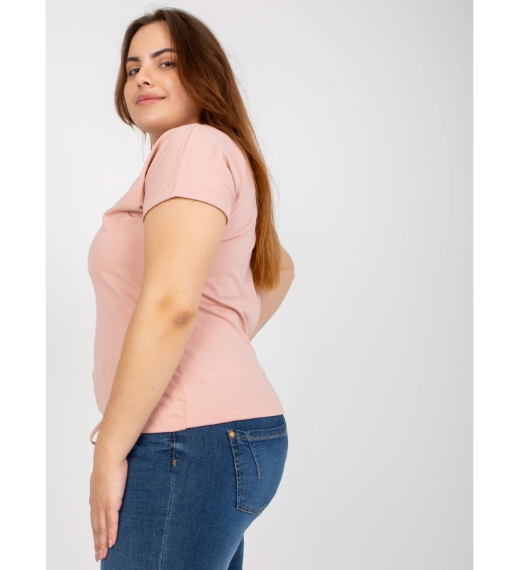 T-shirt plus size RV-TS-7657.68P jasny różowy