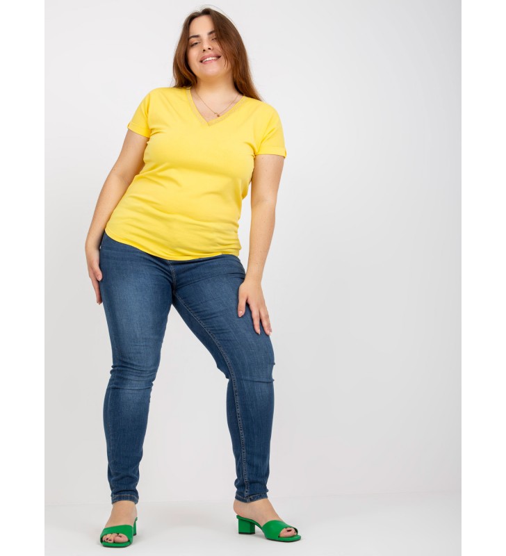 T-shirt plus size RV-TS-7882.25P żółty