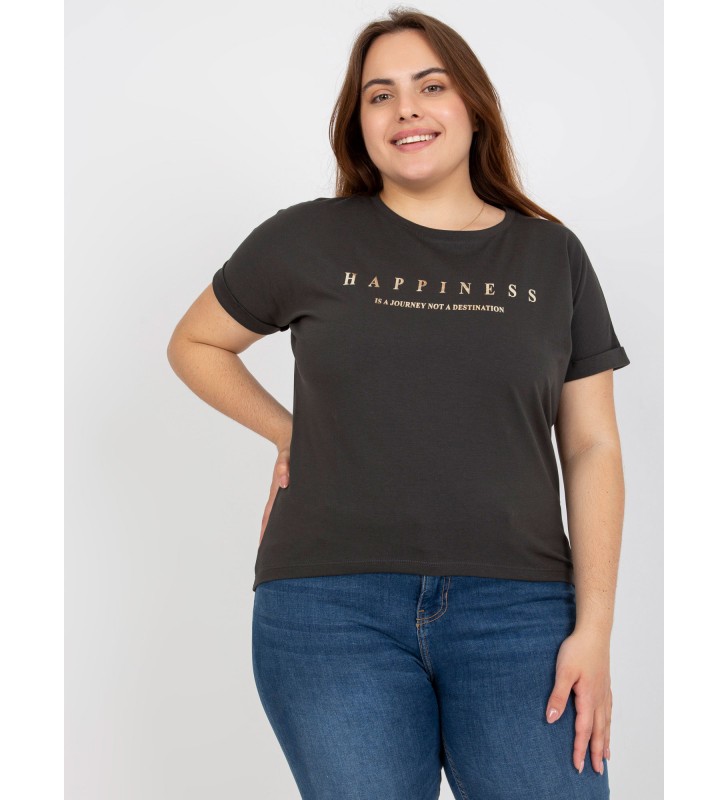 T-shirt plus size RV-TS-7776.02P ciemny khaki