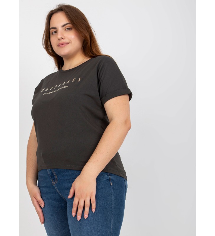 T-shirt plus size RV-TS-7776.02P ciemny khaki