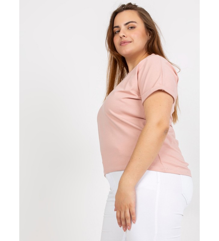 T-shirt plus size RV-TS-7775.66P jasny różowy