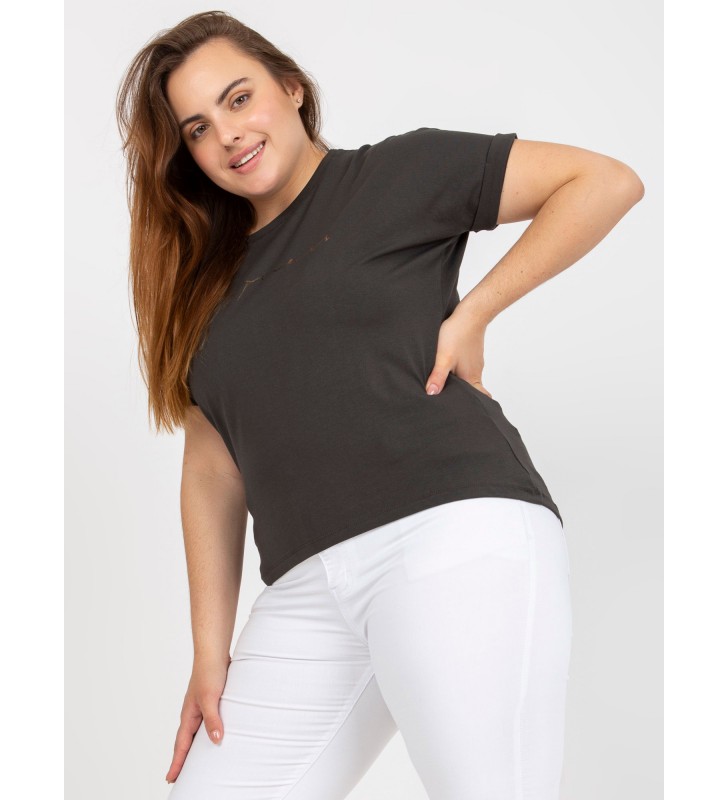 T-shirt plus size RV-TS-7774.16P ciemny khaki