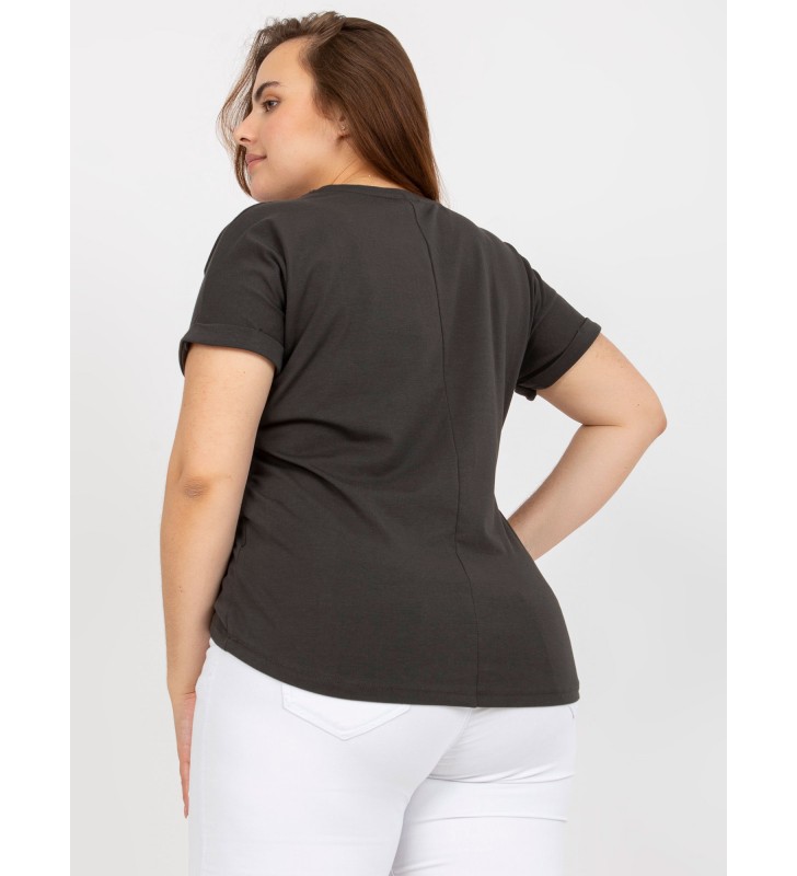 T-shirt plus size RV-TS-7774.16P ciemny khaki