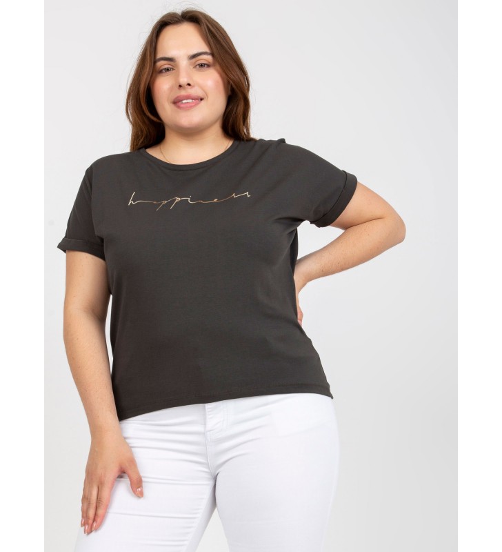 T-shirt plus size RV-TS-7774.16P ciemny khaki