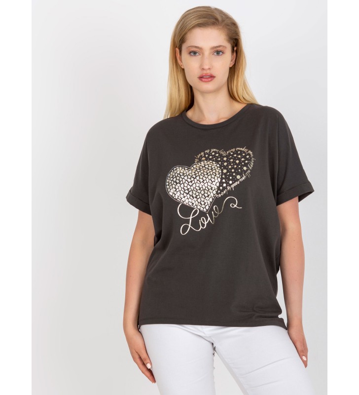 T-shirt plus size RV-TS-7660.88P ciemny khaki