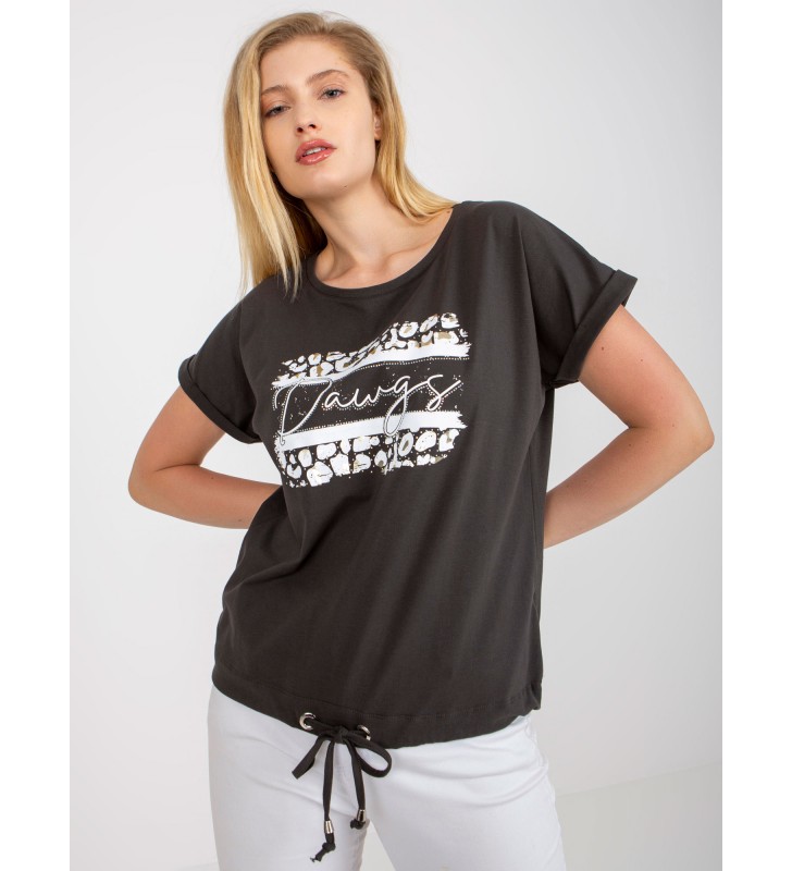 T-shirt plus size RV-TS-7657.68P ciemny khaki