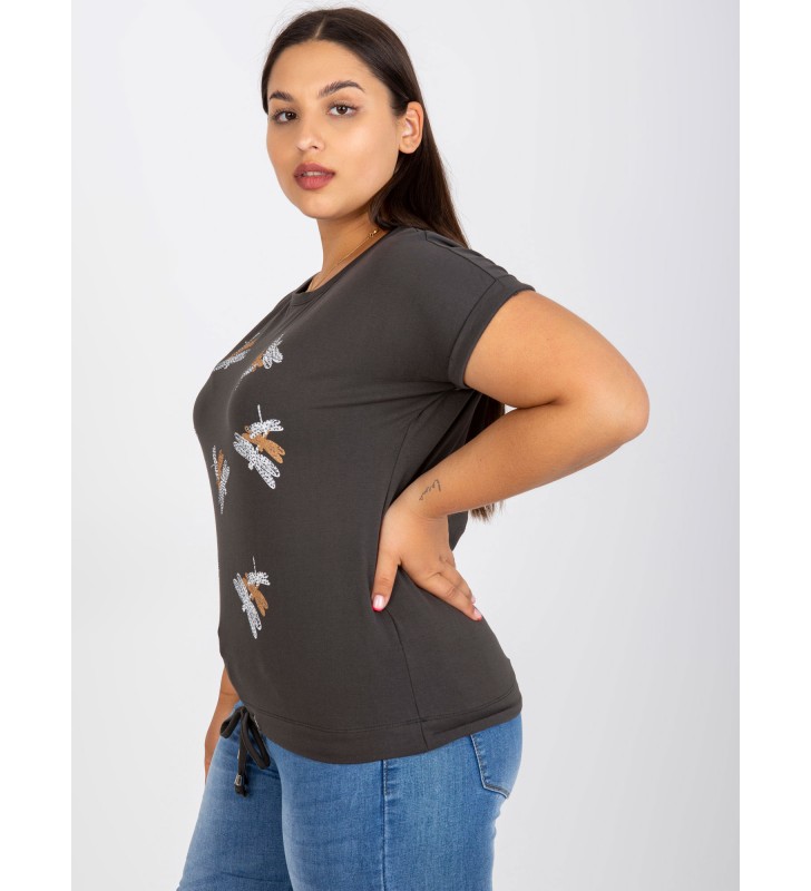 T-shirt plus size RV-TS-7656.84 ciemny khaki