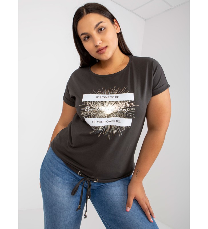 T-shirt plus size RV-TS-7658.24P ciemny khaki